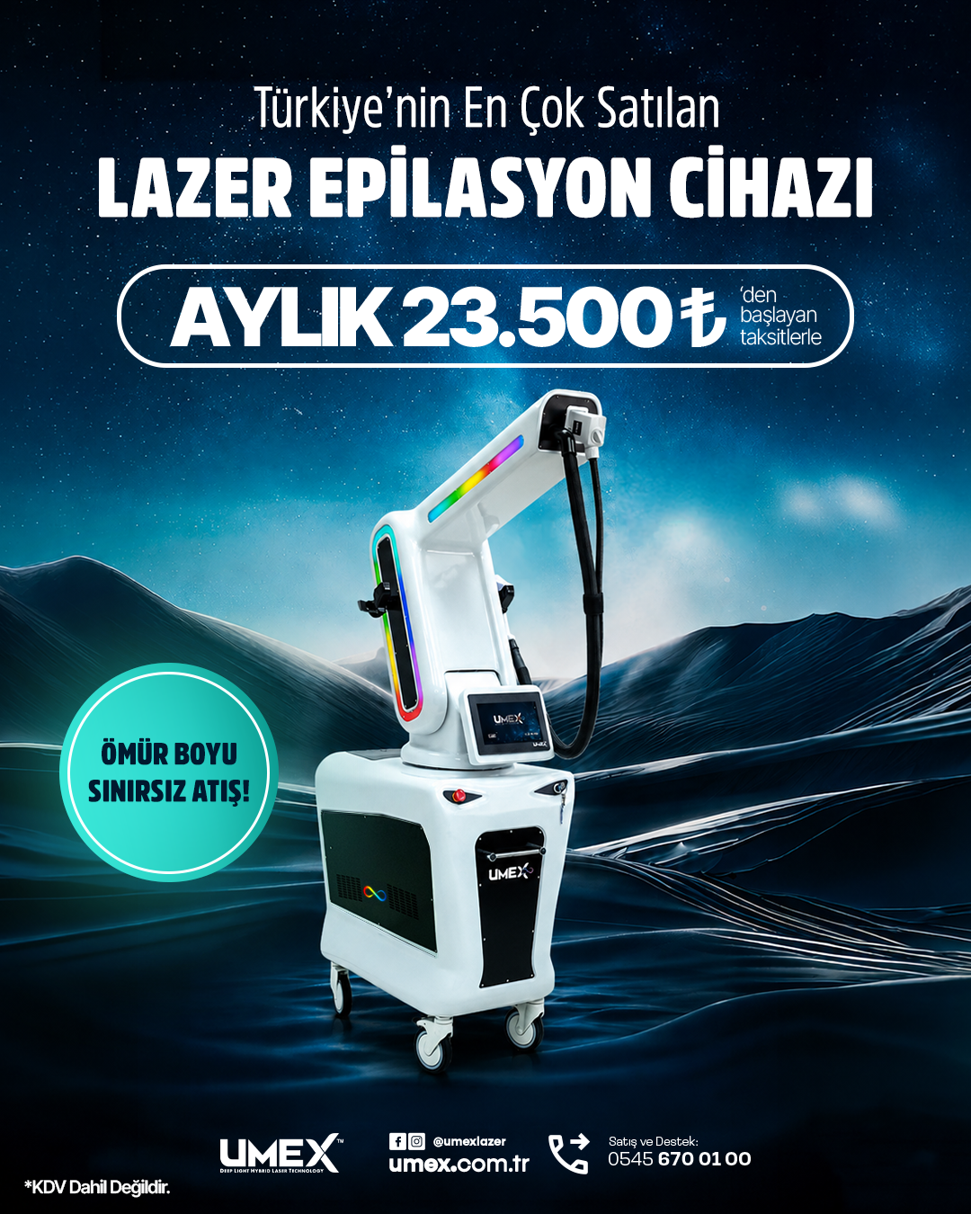 23.500 TL Taksitle Lazer Epilasyon Cihazı Sahibi Olun!